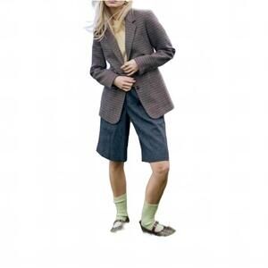 NEW TRIONA houndstooth una patch pocket tweed jacket in brown